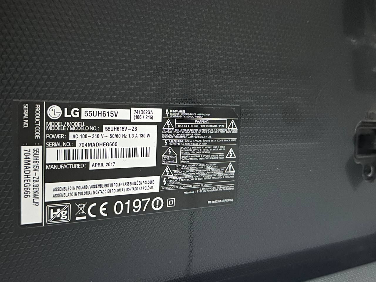 Телевизор LG 55UH615V Ultra HD 4K HDR Smart TV Bluetooth WiFi