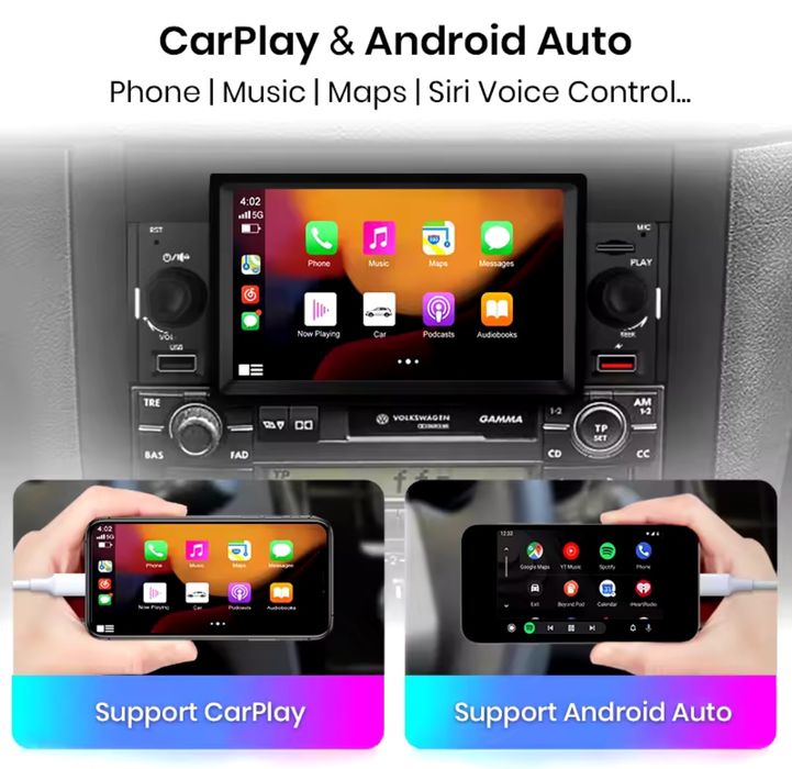 Rádio 1din 5 polegadas CARPLAY Android auto VW Peugeot Honda Kia NOVO