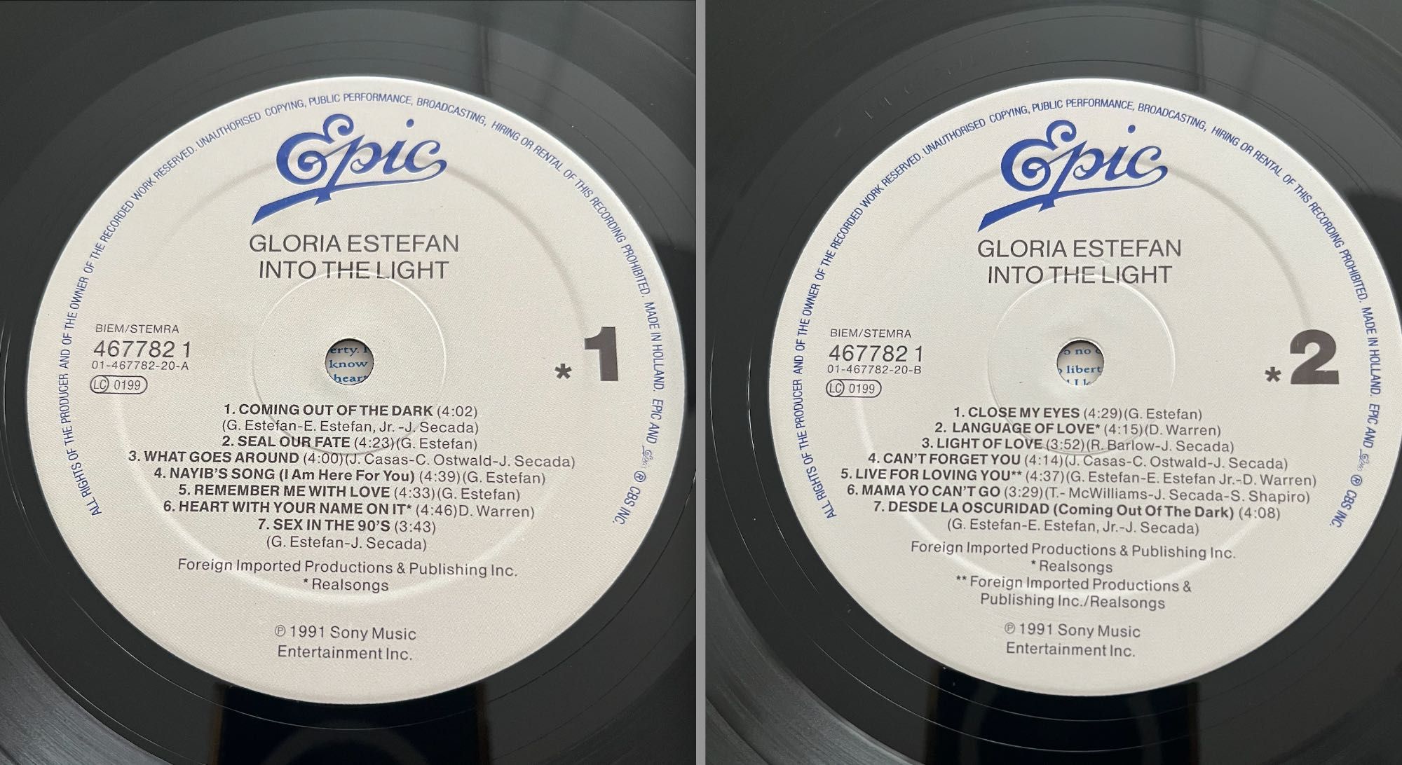 2x Lp vinyl Gloria Estefan Into the light  + Anything For You 1987 r.