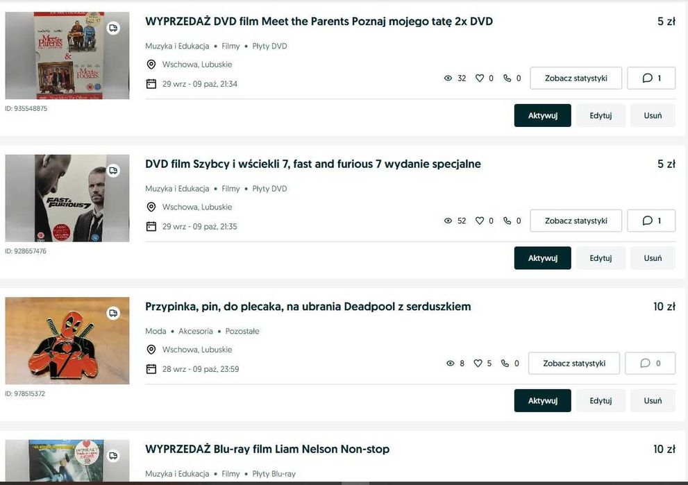 Zestaw filmów DVD i Blu ray