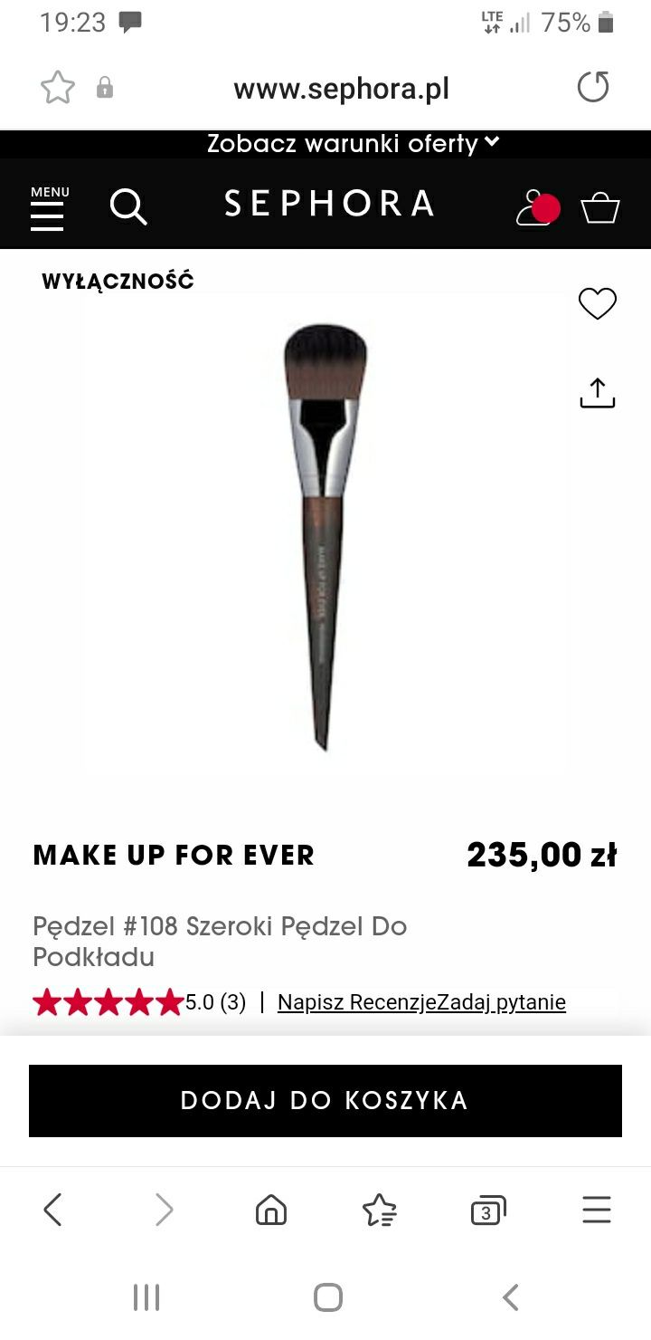 NOWY#108 MAKE UP FOR EVER oryginalny pędzel płaski do podkładu twarz