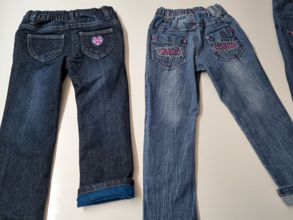 3 pary Spodni  jeans dla dziewczynki 5.10.15 i Lupilu rozm.98-104