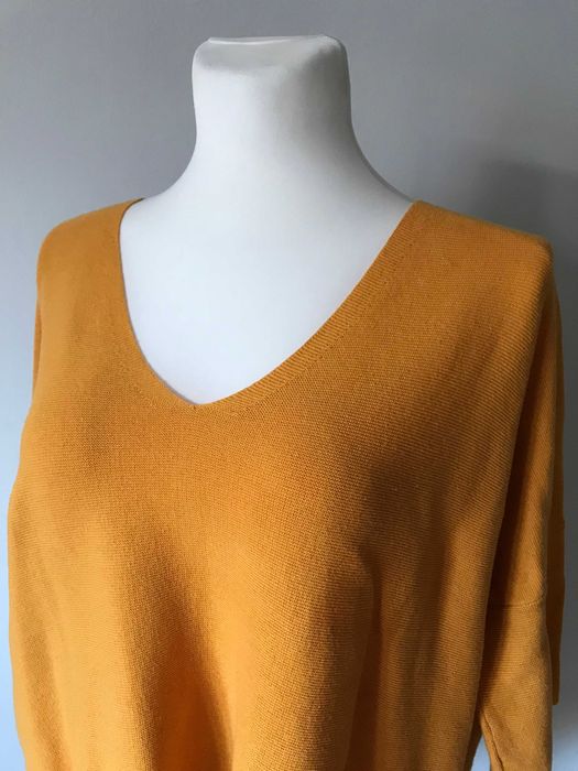 Tunika żółta oversive bluzka z dzianiny sweter nietoperz r. 38 / 40
