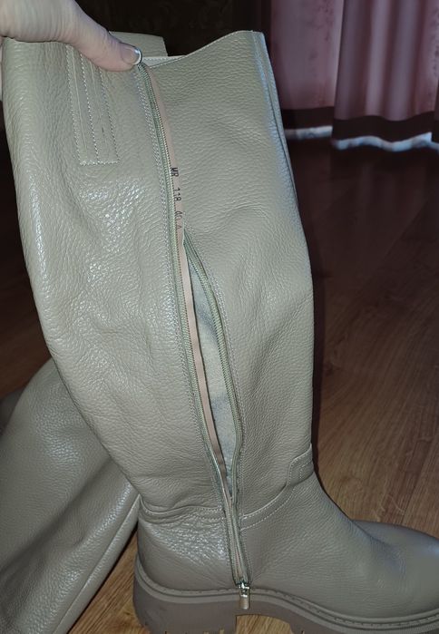 Кожані сапоги зимові