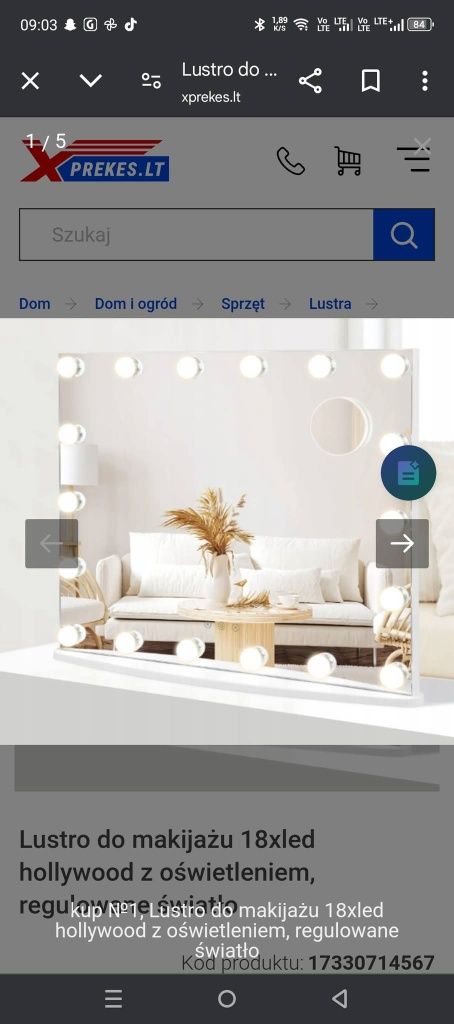 Lustro LED do makijażu