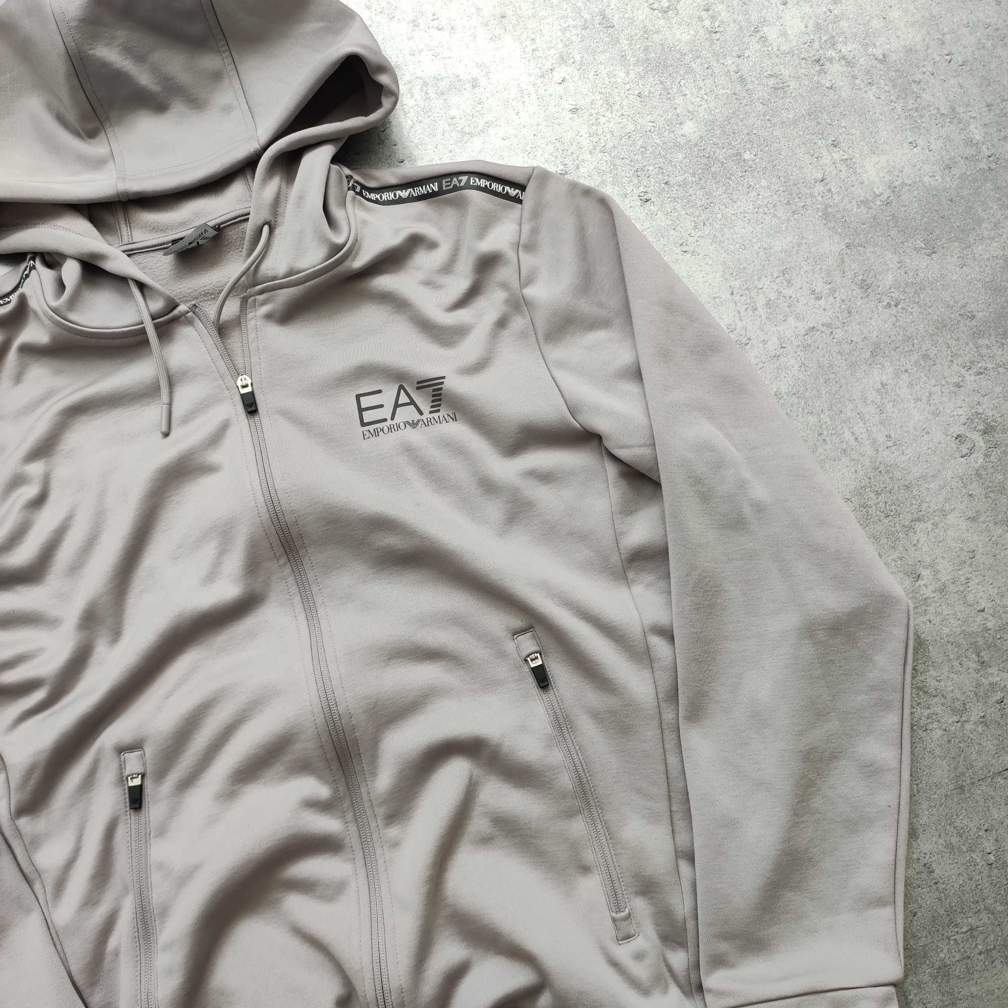 MĘSKA PREMIUM Bluza Rozpinana z Kapturem Suwak Logo EA7 Emporio Armani