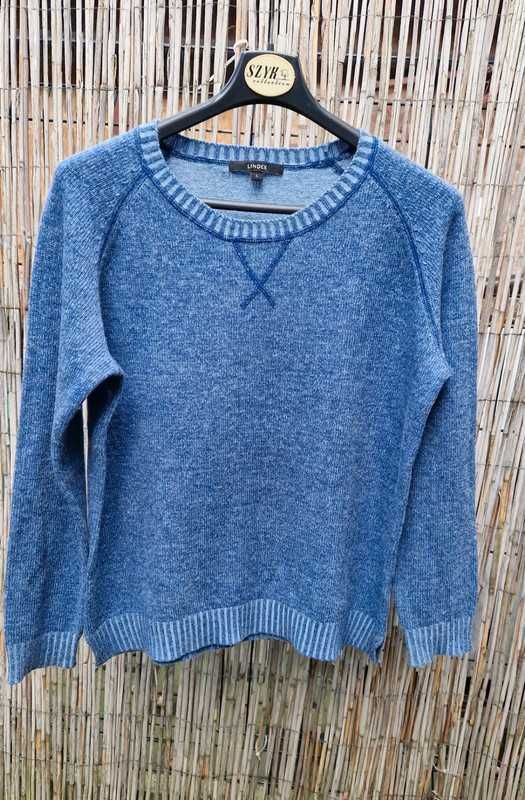 LINDEX sweter sweterek jeansowy niebieski wełna kaszmir modny 40/L