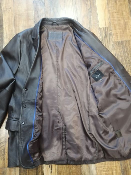 Мужской кожаный пиджак XXL