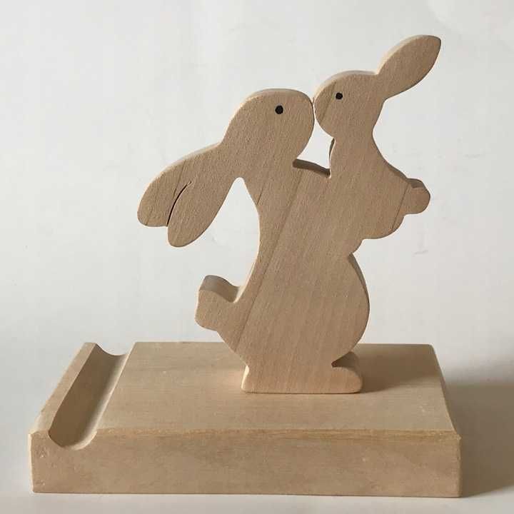 Podstawka podpórka pod telefon polski produkt królik figurka drewno