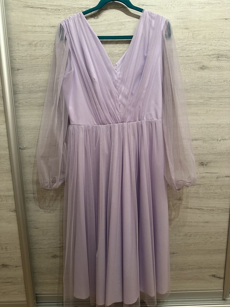 liliowa elegancka sukienka