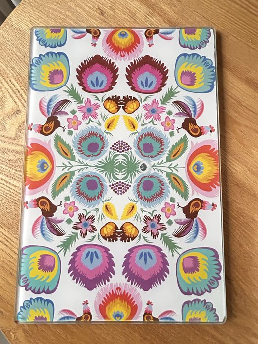 Szklanki, karafka i szklana tacka KROSNO w piekny łowicki wzor