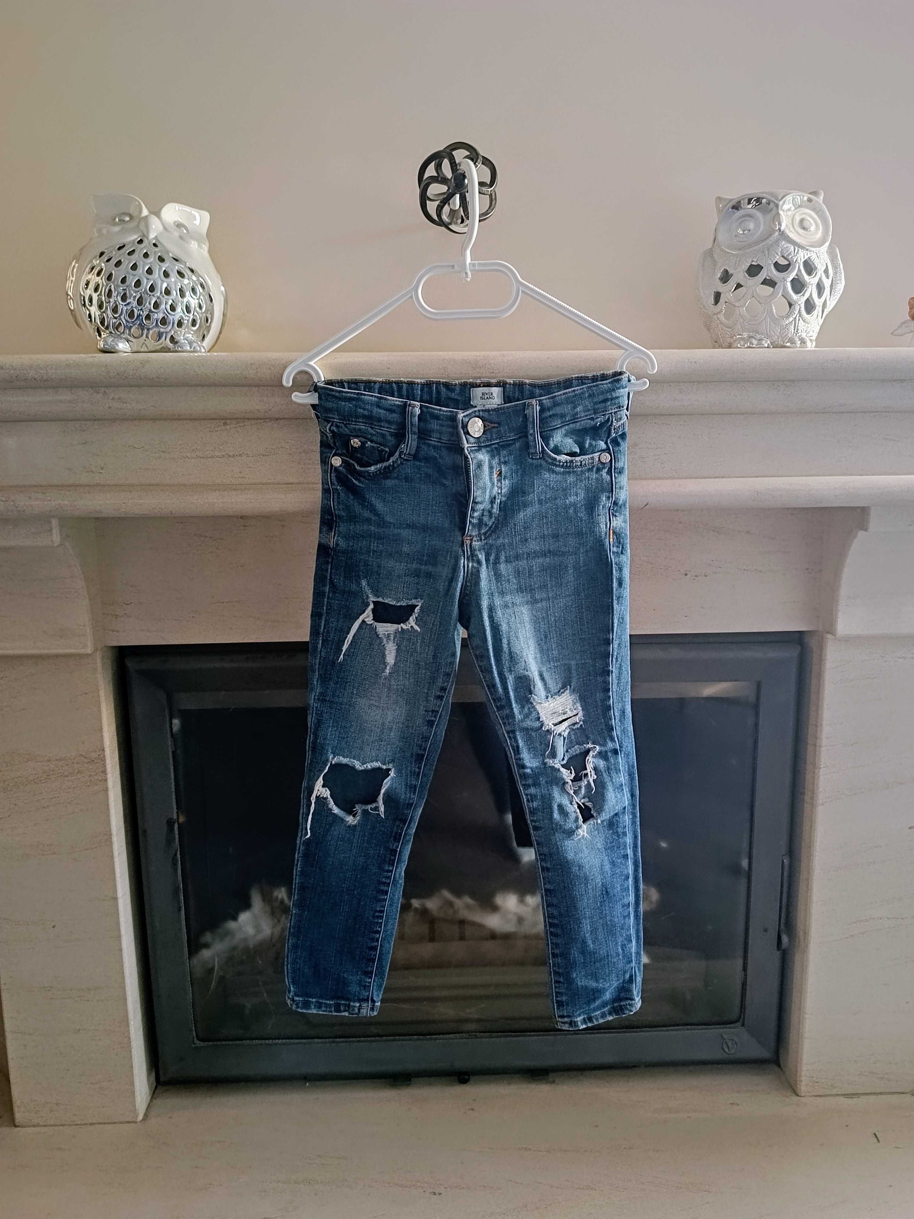 modne jeansy RIVERS ISLAND r. 116, 6 lat, spodnie stan BDB