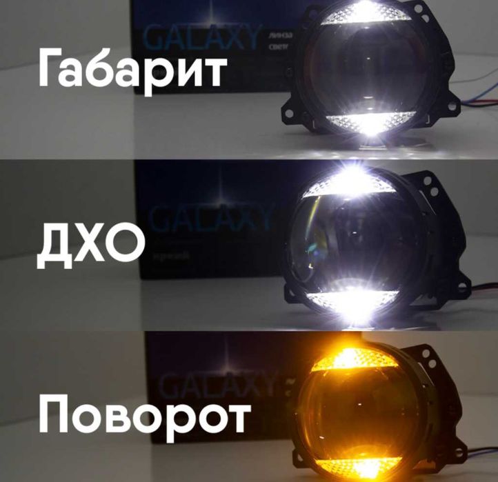 Линзы BI-LED Lens Galaxy A11 3,0" 5500K DRL+Turn ДХО