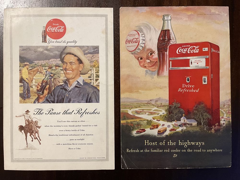 Coca cola oryginalne reklamy z USA ZESTAW