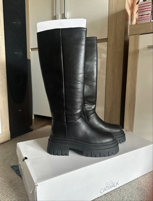 Czarne Kozaki wysokie z Catwalk