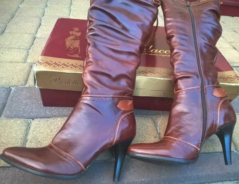 NOWE Buty-Kozaki Szpilki MUSZKIETERKI 37 Natural skóra-100% I-Klasa Gw