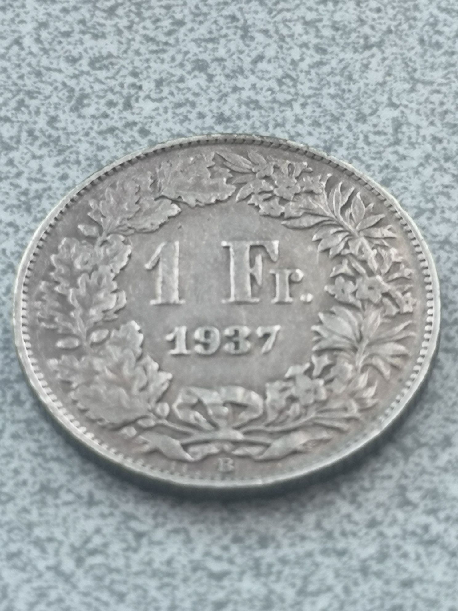 1 frank 1937r. Szwajcaria srebro Helvetia Ag
