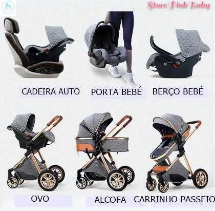 Carrinho de bebé 3 em 1 PinkBaby - LUXUS MAGIC  - Chocolate Gold