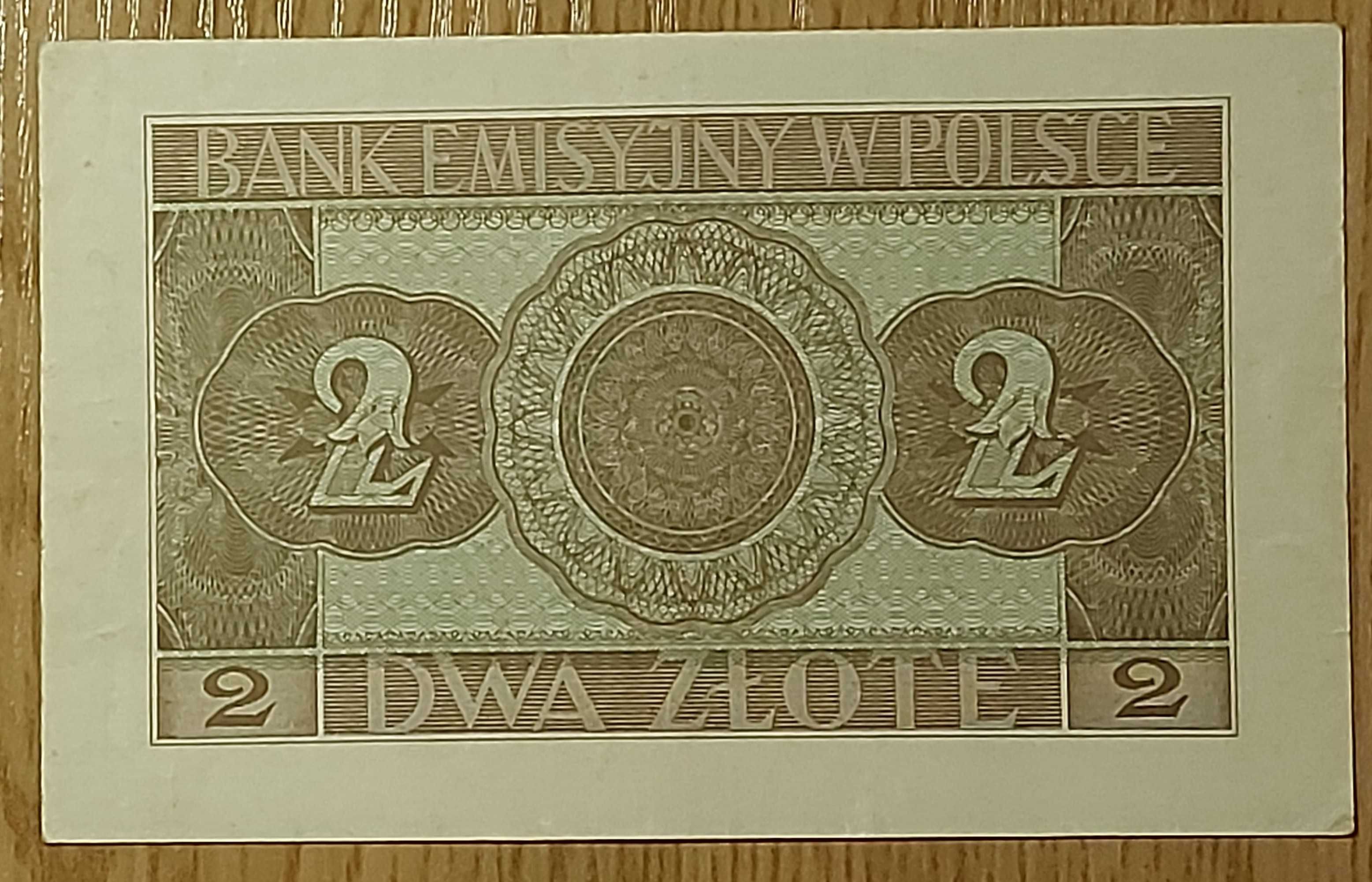 Banknot 2 złote z 1940 roku.