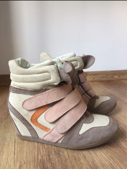 Sneakersy ze skóry na koturnie NOWE