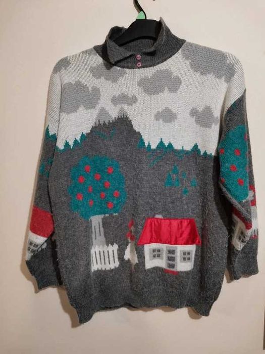 Y2k ugly sweater vintage sweter dom domek