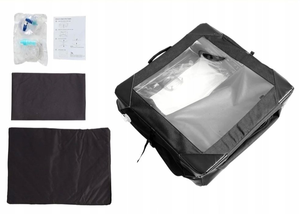 ICARE-PET Klatka Tlenowa z Matą Dla Zwierząt Zestaw Nebulizacji