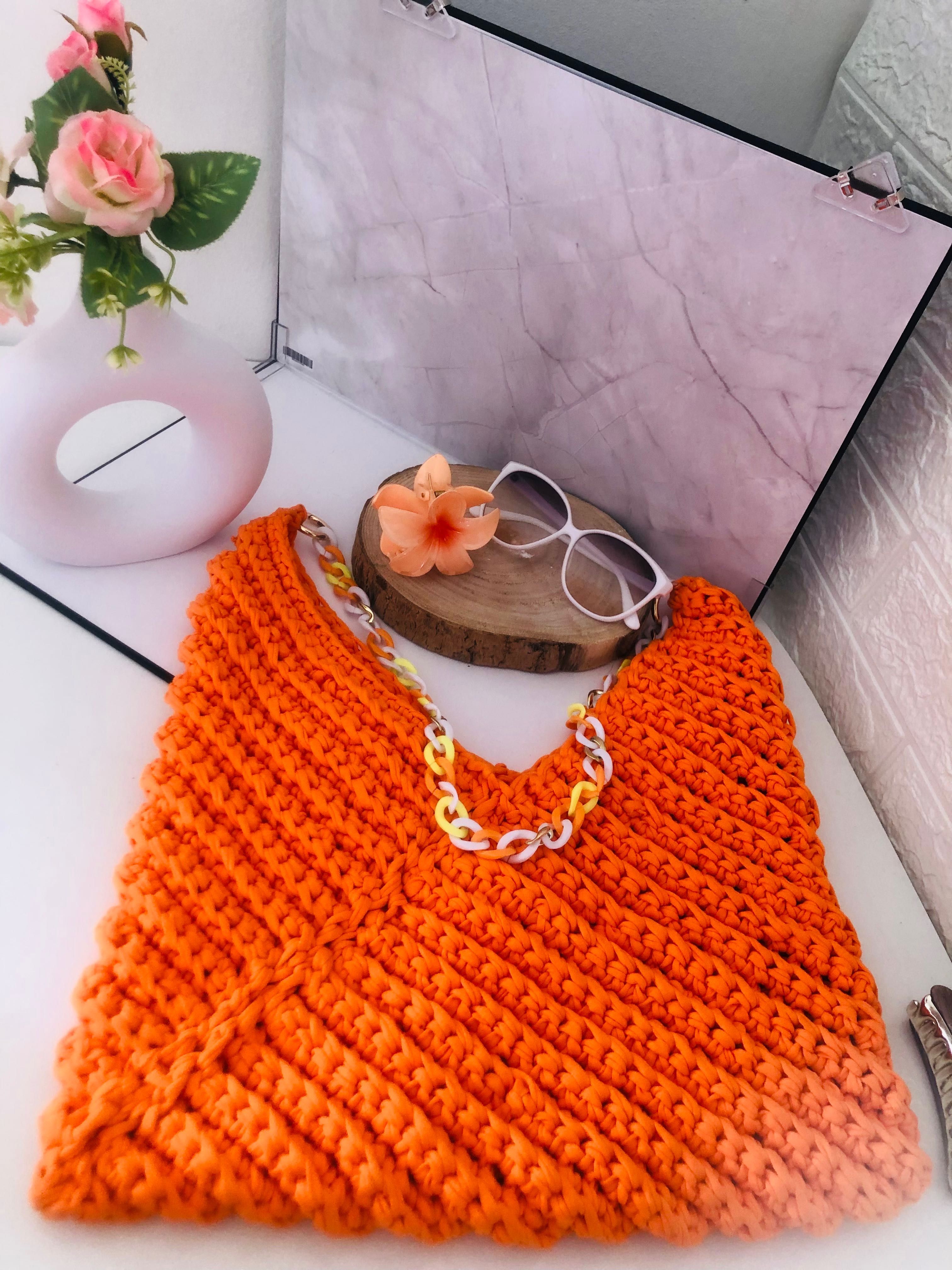 Bolsa Big Orange Croche