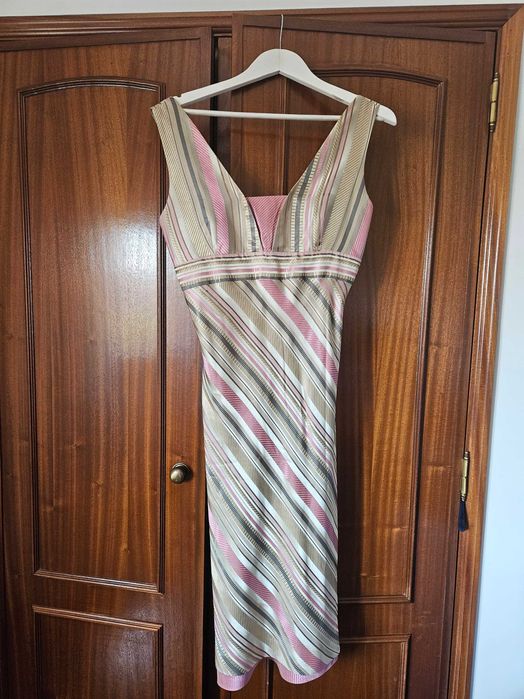 Vestido de Cerimónia Bege/Rosa/Verde Adolfo Dominguez