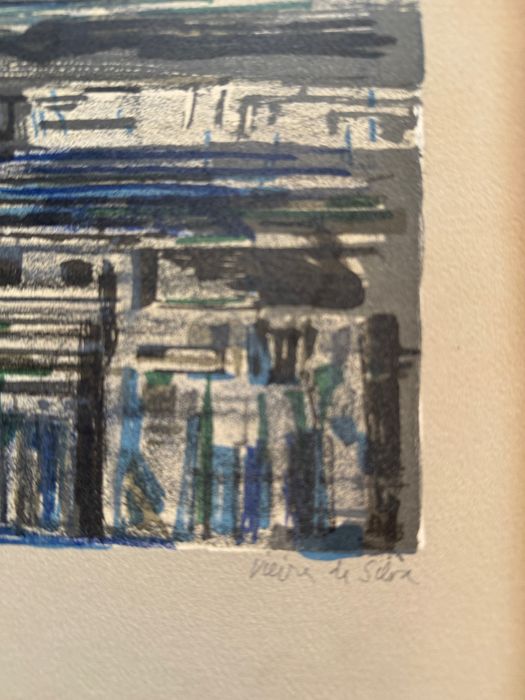 VIEIRA DA SILVA - Serigrafia Ermitages (Bleu Tressé), 1971