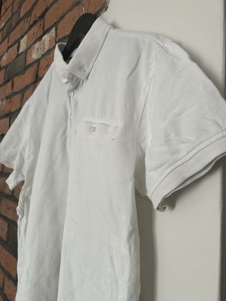 Biała koszulka polo męska Tome&Rose bawełniana