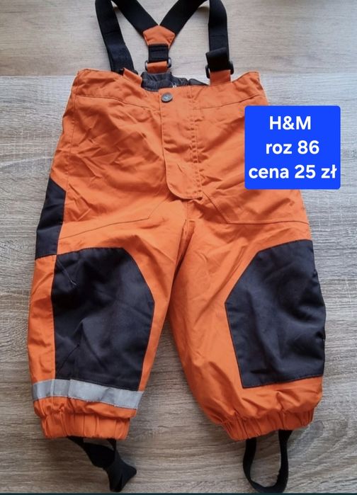 Spodnie zimowe narciarskie H&M 86 ocieplane na szelkach kombinezon