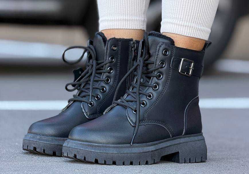 Черевики жіночі чорні (36-41) хутро осінь-зима, ботинки женские мех