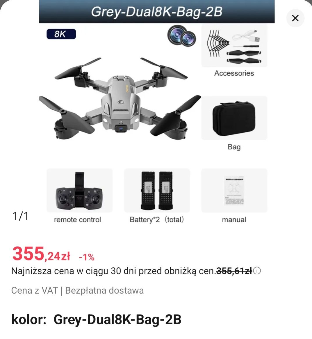 Dron 8K 5G drone 2 kamery 2 baterie jak nowy