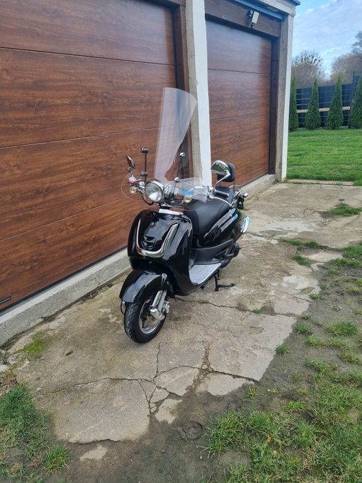 Skuter Retro 50 4t Chromy Czarny Połysk Szyba Dowóz Polecam!!!