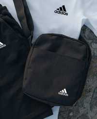 Сортивний костюм Adidas білий 3в1 Футболка + Шорти + Барсетка
