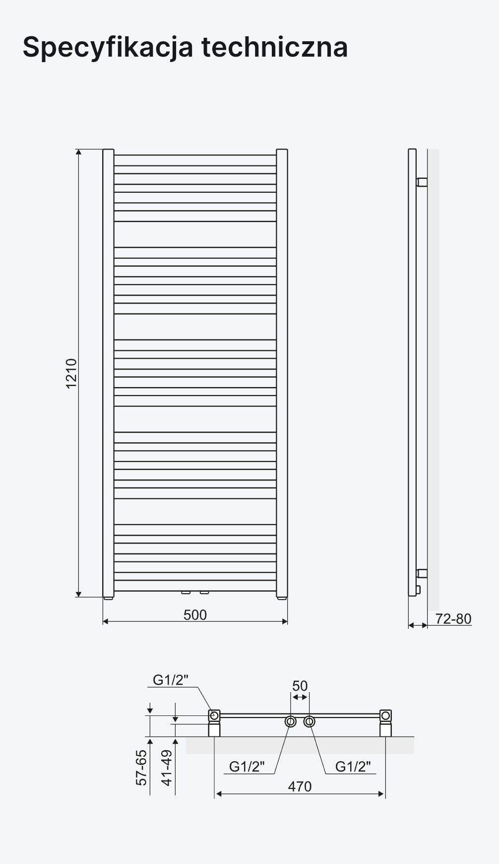 Grzejnik łazienkowy Biały soft 120x50 Horos excellent