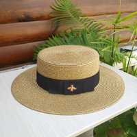 Капелюх солом'яний літній пляжний з бджілкою, жіночий шляпа соломенная