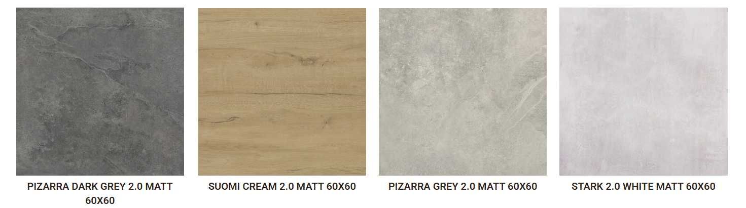PŁYTY TARAS Suomi Cream, Pizarra Dark Grey, Pizarra Grey, Stark White