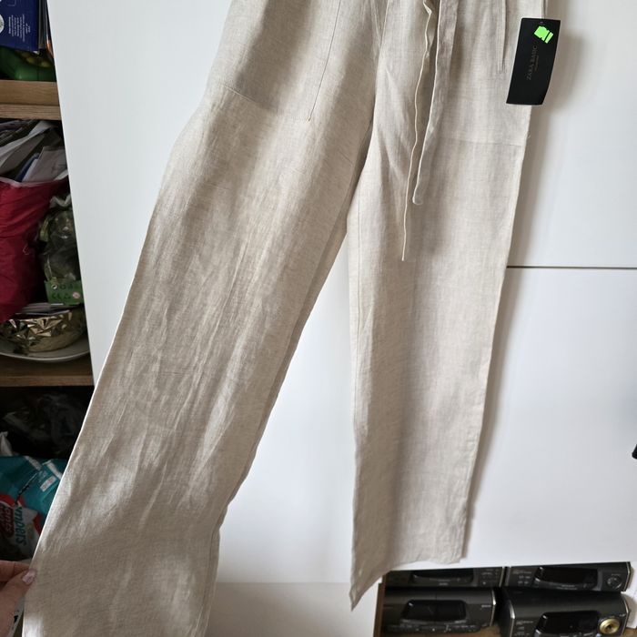 Spodnie Zara l 40 materiałowe linen len culotte kuloty Massimo Dutti