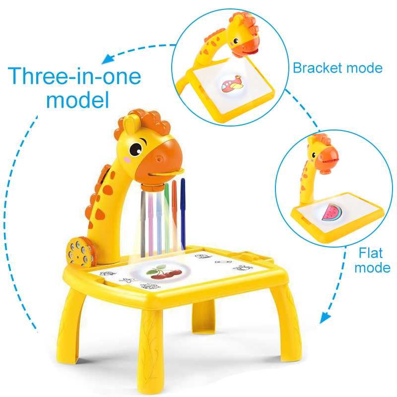 Детский стол проектор для рисования Жирафик с набором фломастеров