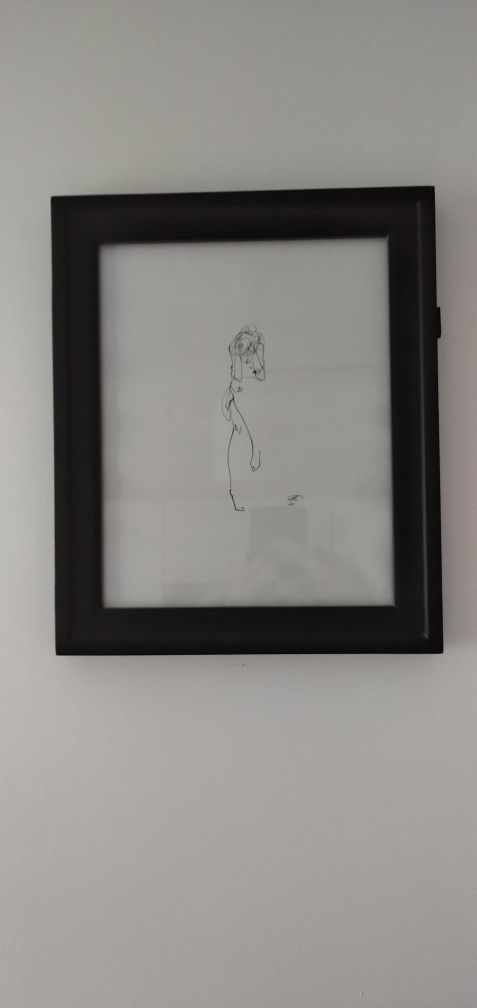 Minimalistyczny obraz kobieta rama czarny połysk nowoczesny szkic