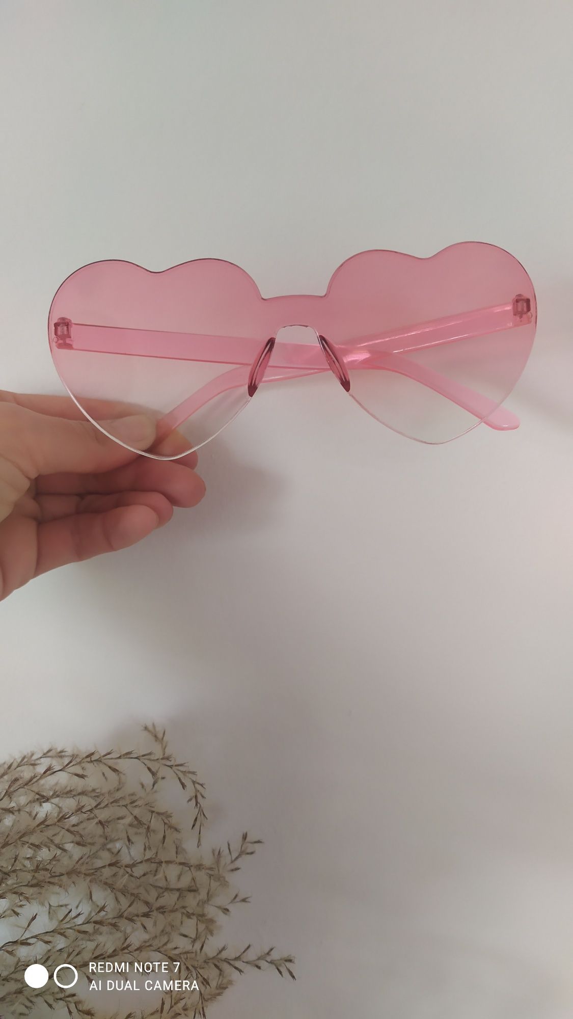 Okulary ozdobne serca różowe ombre