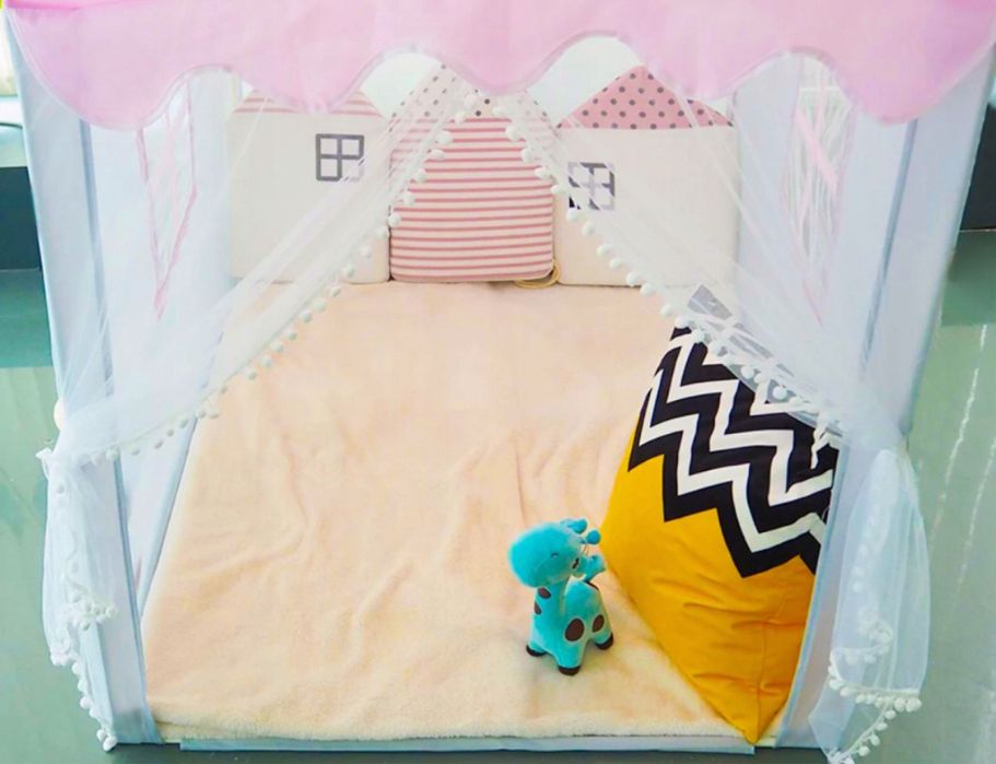 Namiot Domek Zamek z Oświetleniem Lampki Ogrodowy Domowy dla Dzieci