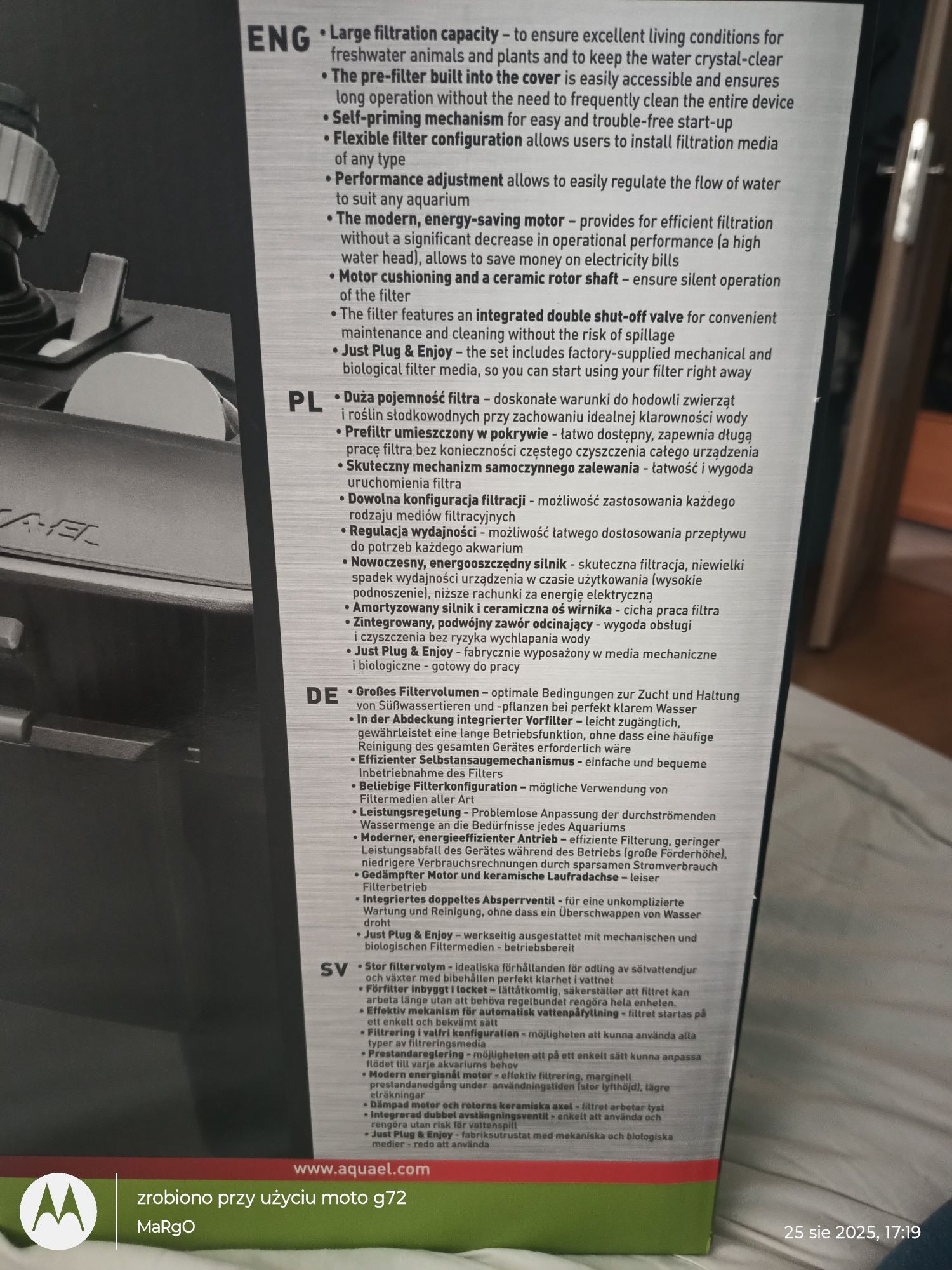 Profesjonalny filtr Aquael ultramax 1500