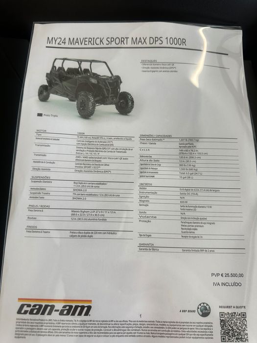 CAN AM MAVERICK SPORT MAX DPS 1000R MY24 2025, 50km