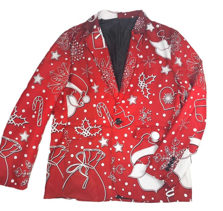 Czerwona męska marynarka świąteczna święta wzór Bożonarodzeniowy XL