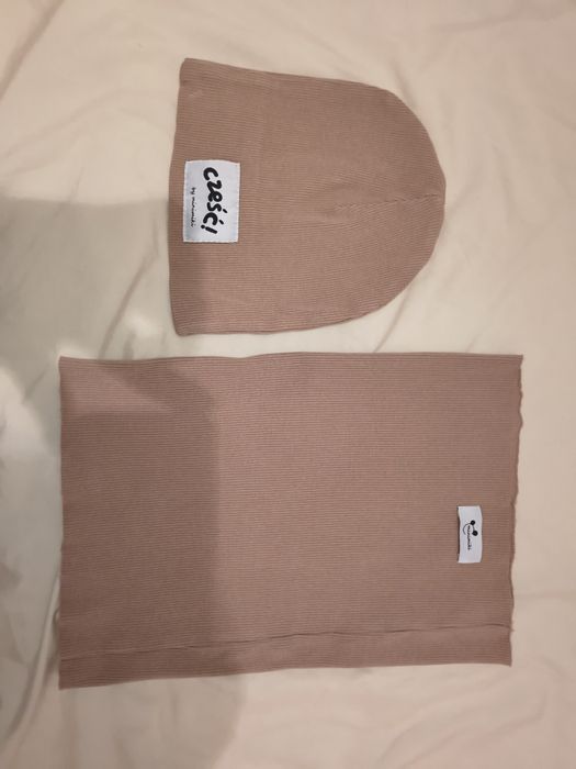 Czapka + komin dziecięcy Minimiki bawełna