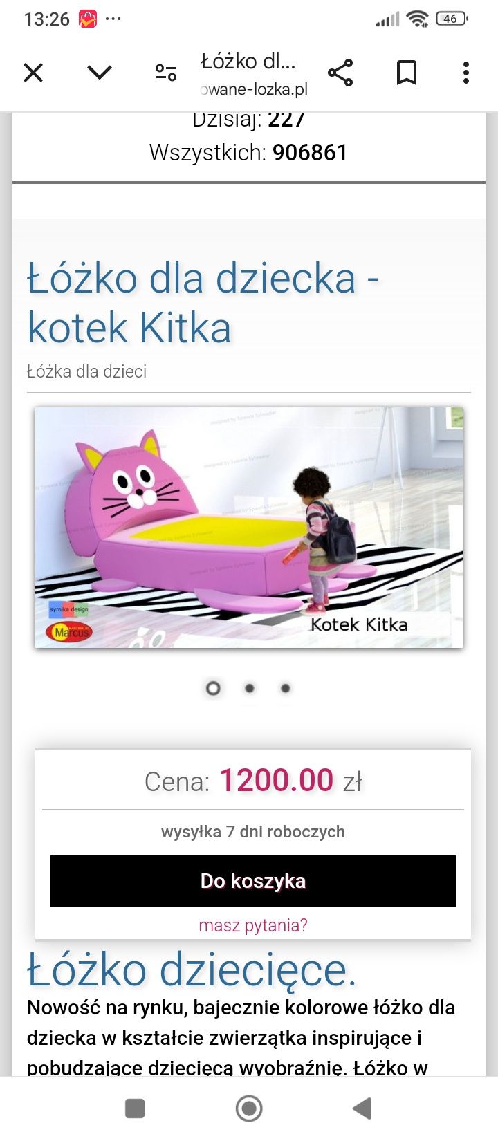 Łóżko dla dziecka kotek Kitka