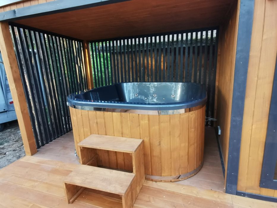 Sauna Ogrodowa Premium z tarasem,wiatą  6,5x2m Piec Sterownik Hit