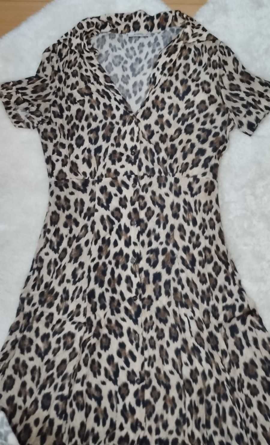 Vestido leopardo comprido Mango XS